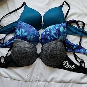 PINK PUSH UP BRAS.  ALL 3 ONE PRICE